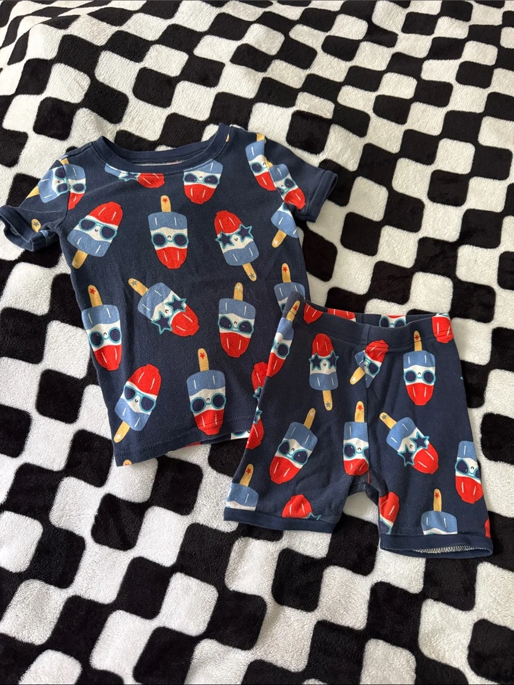 Kids Navy Blue Ice Pop Print Pajama Set